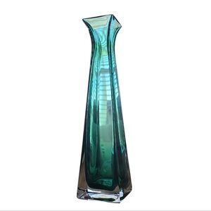 Royal Gallery Emerald Green Bud Vase Lead Crystal Art Deco Italy 1995 10.5”